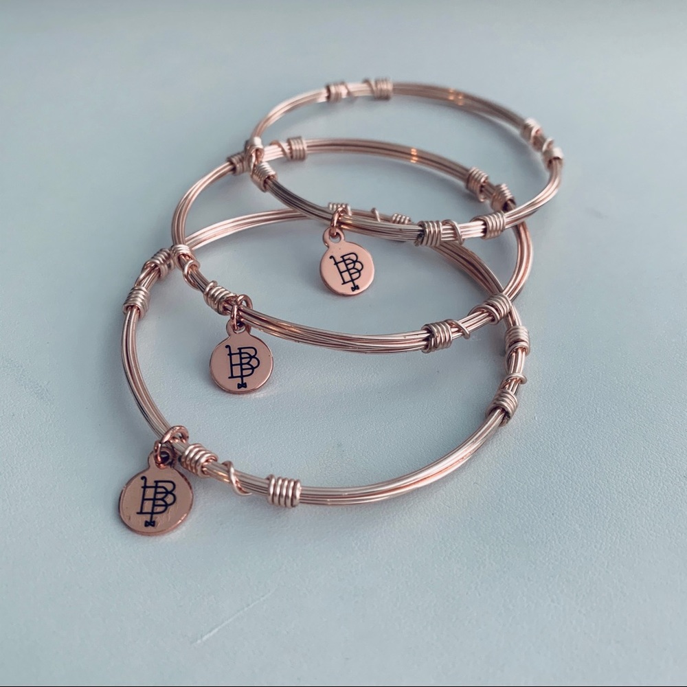 NWOT Bourbon and Bowties Rose Gold Bangle Stackers